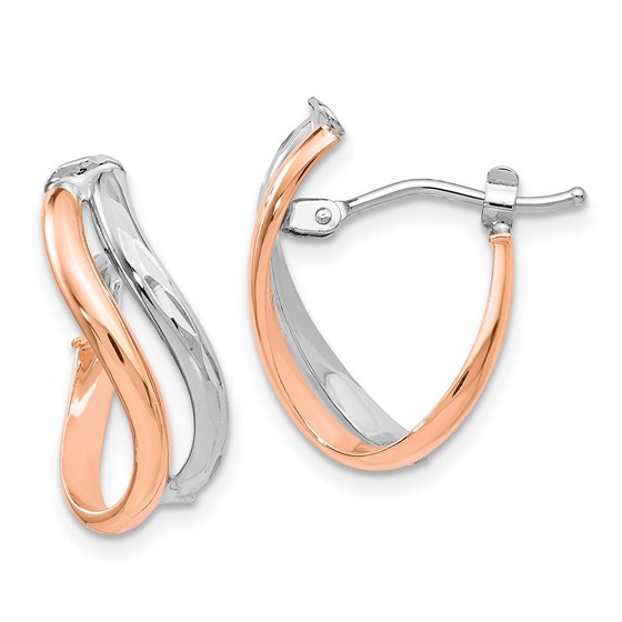14K Two-tone Polished Hinged Hoop Earrings - 16 mm 14K Two-tone Polished Hinged Hoop Earrings - 16 mm