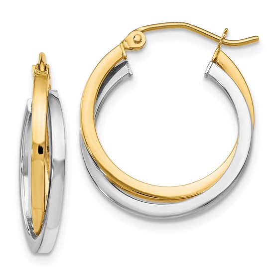 14K Two-tone Polished Hinged Hoop Earrings - 20 mm 14K Two-tone Polished Hinged Hoop Earrings - 20 mm