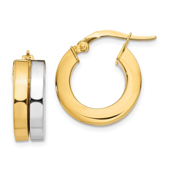 14K Two-tone Polished Hoop Earrings - 18 mm 14K Two-tone Polished Hoop Earrings - 18 mm