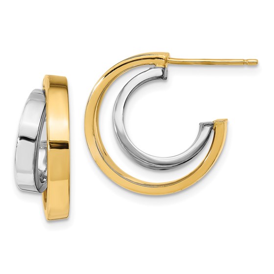 14K Two-tone Polished Hoop Earrings - 19 mm 14K Two-tone Polished Hoop Earrings - 19 mm