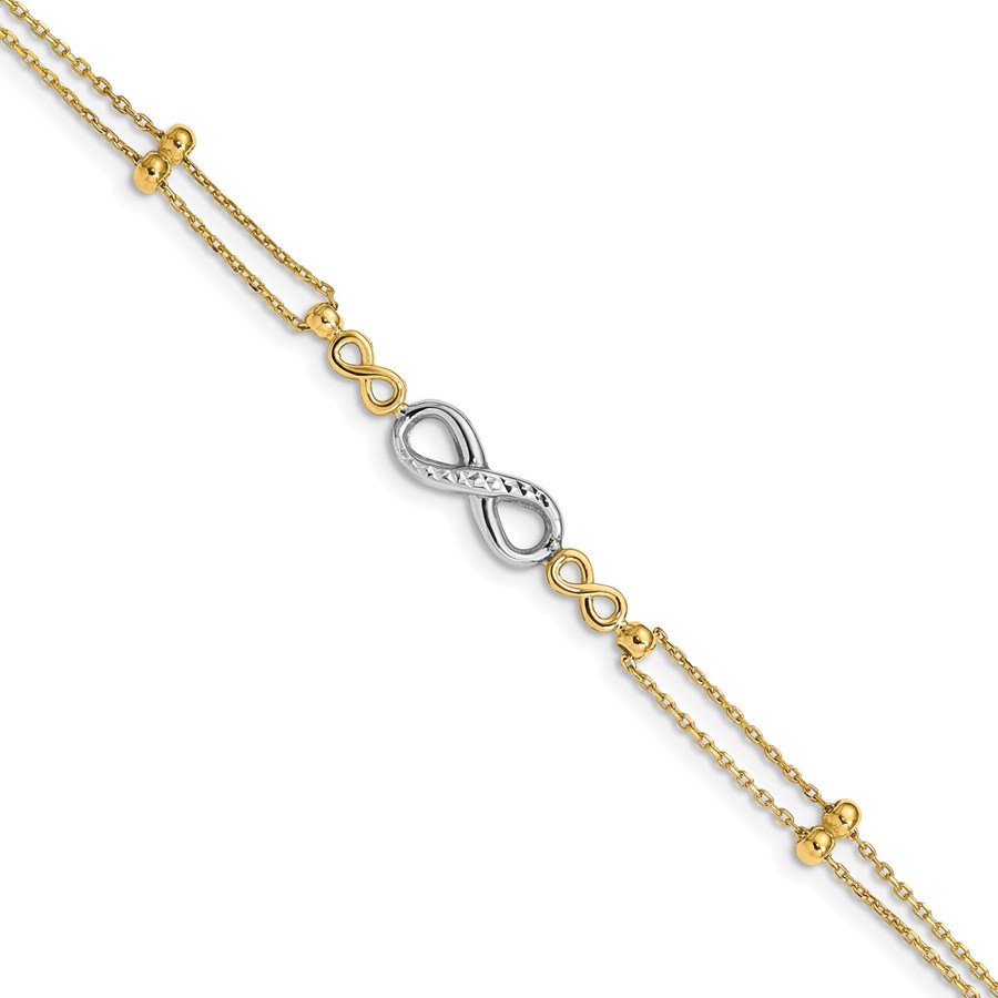 14K Two-tone Polished Multi-Strand Infinity Bracelet - 7.5 in.