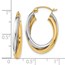 14K Two-tone Polished Oval Hinged Hoop Earrings - 22 mm