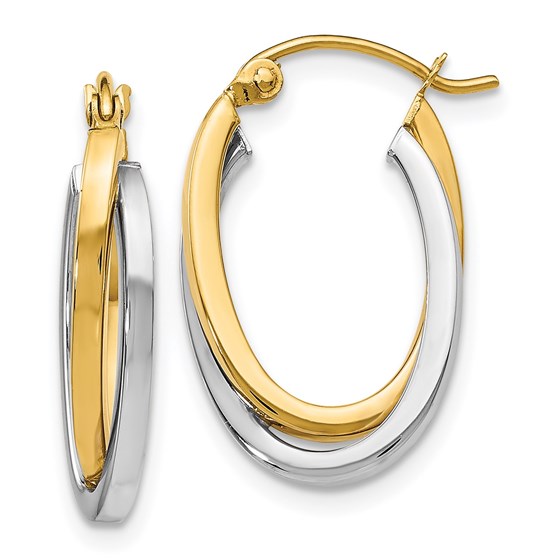 14K Two-tone Polished Oval Hoop Earrings - 20 mm 14K Two-tone Polished Oval Hoop Earrings - 20 mm