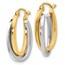 14K Two-tone Polished Oval Hoop Earrings - 20 mm