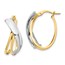 14K Two-tone Polished Oval Hoop Earrings - 23 mm