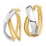 14K Two-tone Polished Oval Hoop Earrings - 23 mm