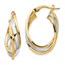 14K Two-tone Polished Oval Hoop Earrings - 25 mm