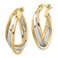 14K Two-tone Polished Oval Hoop Earrings - 25 mm