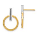 14K Two-tone Polished Post Dangle Earrings - 18.09 mm