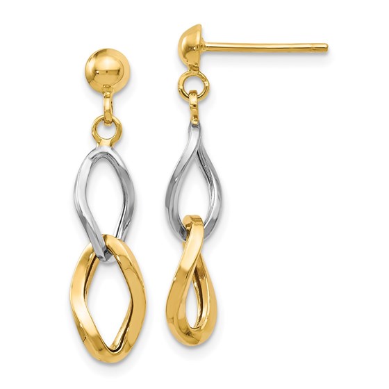 14K Two-tone Polished Post Dangle Earrings - 25 mm 14K Two-tone Polished Post Dangle Earrings - 25 mm