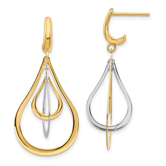 14K Two-tone Polished Post Dangle Earrings - 38 mm 14K Two-tone Polished Post Dangle Earrings - 38 mm