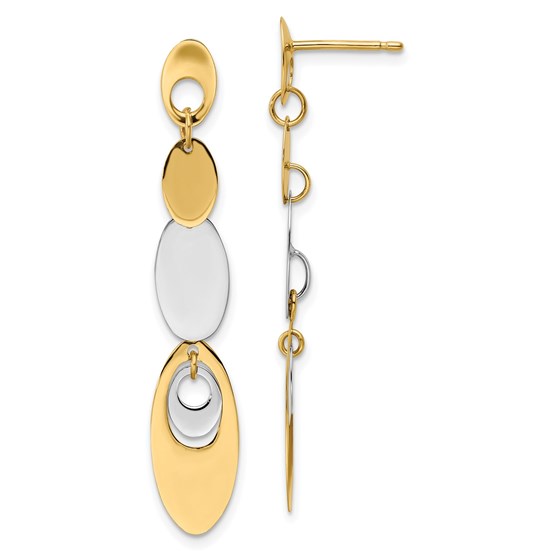 14K Two-tone Polished Post Dangle Earrings - 45.5 mm 14K Two-tone Polished Post Dangle Earrings - 45.5 mm