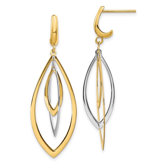 14K Two-tone Polished Post Dangle Earrings - 46 mm 14K Two-tone Polished Post Dangle Earrings - 46 mm