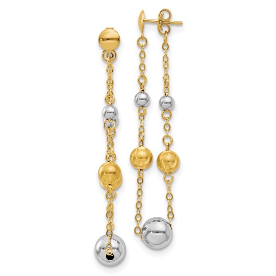 14K Two-tone Polished & Satin Post Dangle Earrings - 59 mm 14K Two-tone Polished & Satin Post Dangle Earrings - 59 mm