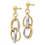 14K Two-tone Polished Textured Post Dangle Earrings - 34 mm