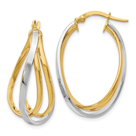 14K Two-tone Polished Twist Hoop Earrings - 29 mm 14K Two-tone Polished Twist Hoop Earrings - 29 mm