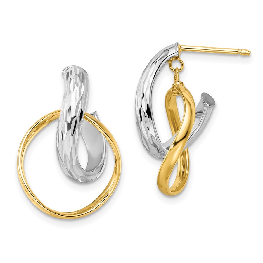 14K Two-tone Polished Twisted Hoop Earrings - 22 mm