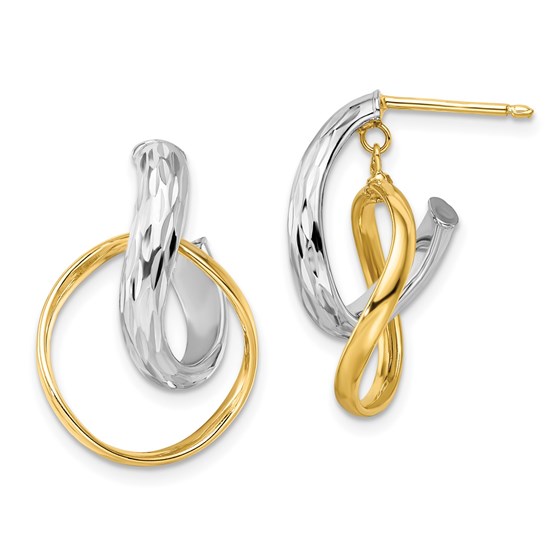14K Two-tone Polished Twisted Hoop Earrings - 22 mm 14K Two-tone Polished Twisted Hoop Earrings - 22 mm