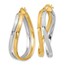 14K Two-tone Polished Twisted Oval Hoop Earrings - 34.8 mm
