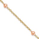 14K Two-tone Puff Heart 10in Anklet - 10 in.