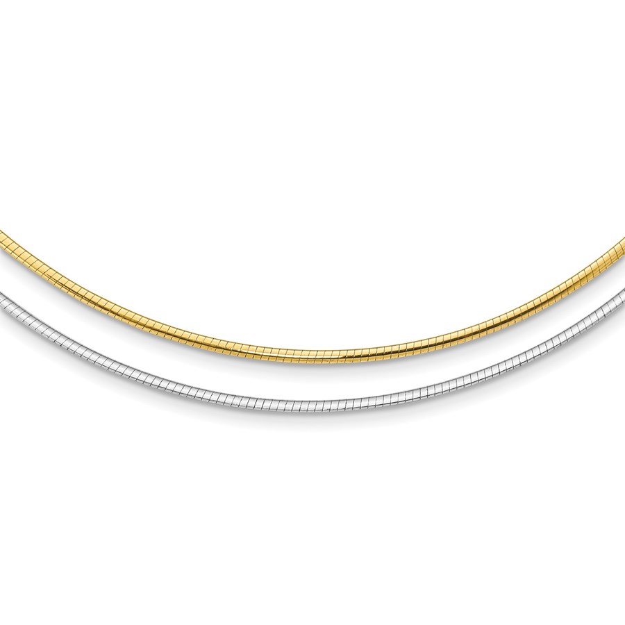 14K Two-tone Reversible 2mm Omega Necklace - 16 in.