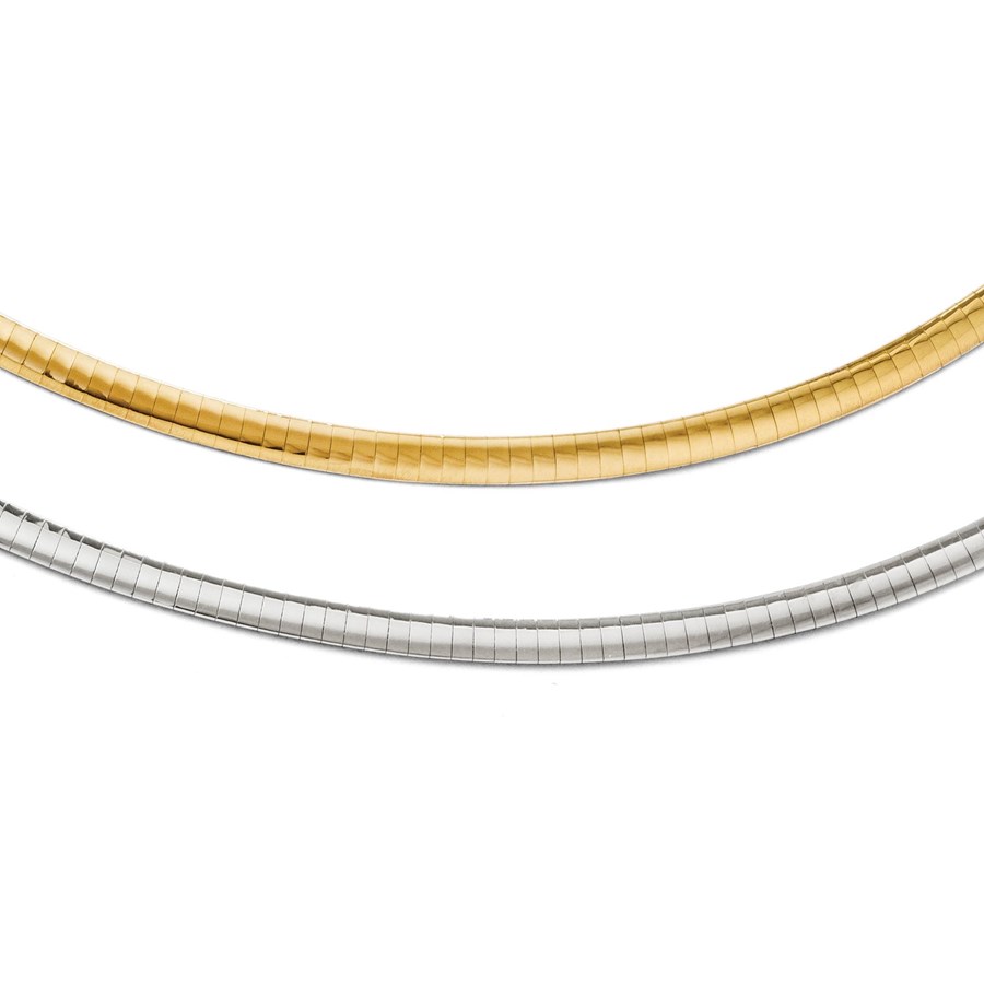 14K Two-tone Reversible Omega Necklace - 18 in.