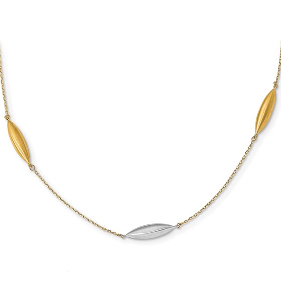 14K Two-tone Scratch Finish w/ 1in ext Necklace - 18 in. 14K Two-tone Scratch Finish w/ 1in ext Necklace - 18 in.