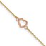 14K Two-tone Textured and Heart 9in Plus Anklet - 10 in.