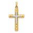 14K Two-tone Textured and Hollow Latin Cross Pendant - 32.5 mm