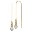 14K Two-tone Textured Beads Threader Earrings - 130 mm