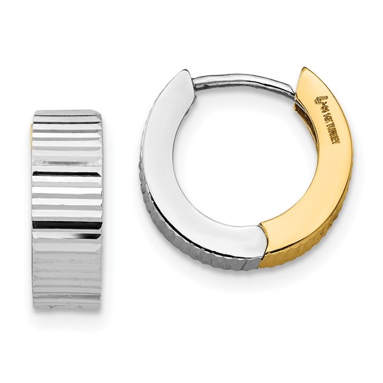 14K Two-tone Textured Reversible Hinged Earrings - 12.44 mm 14K Two-tone Textured Reversible Hinged Earrings - 12.44 mm