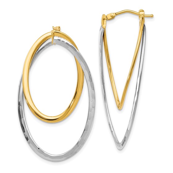 14K Two-tone Twisted Hinged Hoop Earrings - 41.5 mm 14K Two-tone Twisted Hinged Hoop Earrings - 41.5 mm