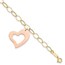 14K Two-tone YG w/Rose Gold Heart Dangle Bracelet - 7.25 in.