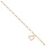 14K Two-tone YG w/Rose Gold Heart Dangle Bracelet - 7.25 in.