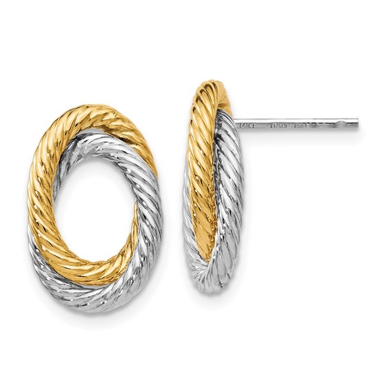 14K Two-Toned Fancy Earrings - 15 mm 14K Two-Toned Fancy Earrings - 15 mm