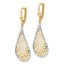 14K w/White Rhodium Polished & D/C Leverback Earrings - 46 mm