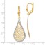 14K w/White Rhodium Polished & D/C Leverback Earrings - 46 mm