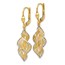 14K w/White Rhodium Textured and D/C Leverback Earrings - 40 mm