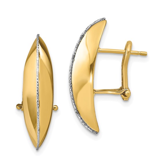 14K w/White Rhodium Textured Omega Back Earrings - 22.7 mm 14K w/White Rhodium Textured Omega Back Earrings - 22.7 mm