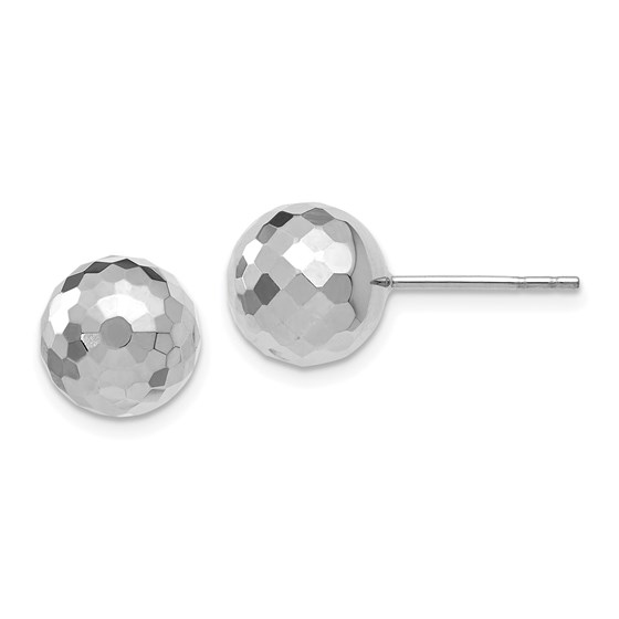 14K WG 9.4MM D/C Ball Earrings - 9.4 mm 14K WG 9.4MM D/C Ball Earrings - 9.4 mm