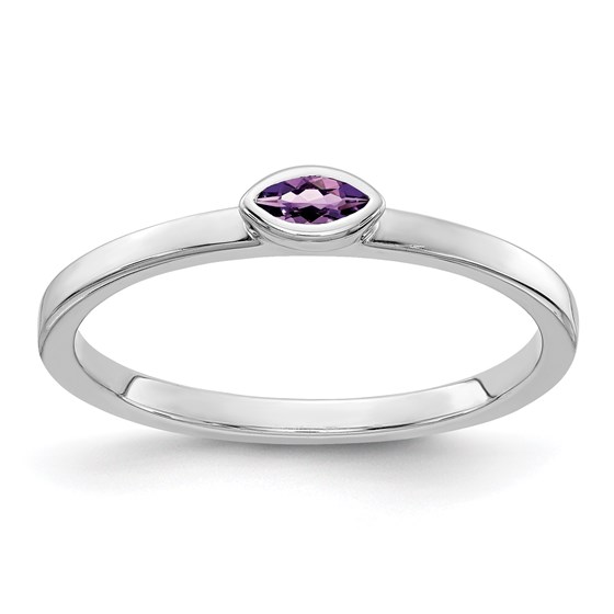 14K WG White Gold Bezel-set Marquise Amethyst Ring 14K WG White Gold Bezel-set Marquise Amethyst Ring