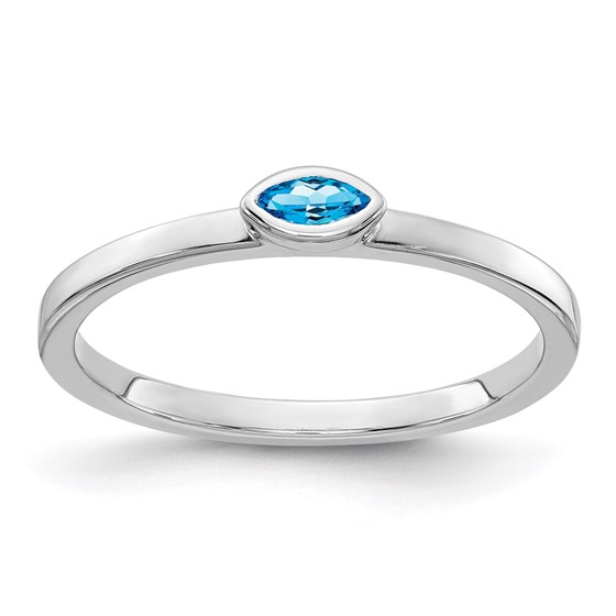 14K WG White Gold Bezel-set Marquise Blue Topaz Ring 14K WG White Gold Bezel-set Marquise Blue Topaz Ring
