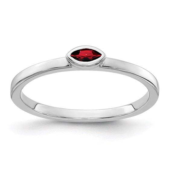 14K WG White Gold Bezel-set Marquise Garnet Ring 14K WG White Gold Bezel-set Marquise Garnet Ring