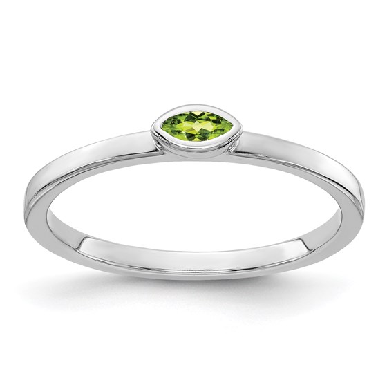 14K WG White Gold Bezel-set Marquise Peridot Ring 14K WG White Gold Bezel-set Marquise Peridot Ring