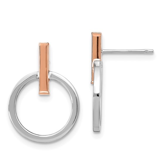 14K White and Rose Gold Polished Post Dangle Earrings - 19.92 mm 14K White and Rose Gold Polished Post Dangle Earrings - 19.92 mm