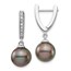 14k White Au Round Tahitian Pearl Diam Dangle Earrings - 9-10 mm