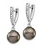 14k White Au Round Tahitian Pearl Diam Dangle Earrings - 9-10 mm