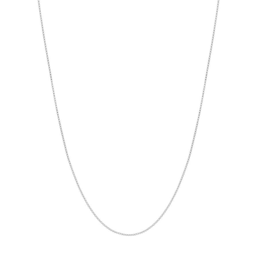 14K White Gold 0.55 mm Box Chain w/ Spring Ring Clasp - 20 in.