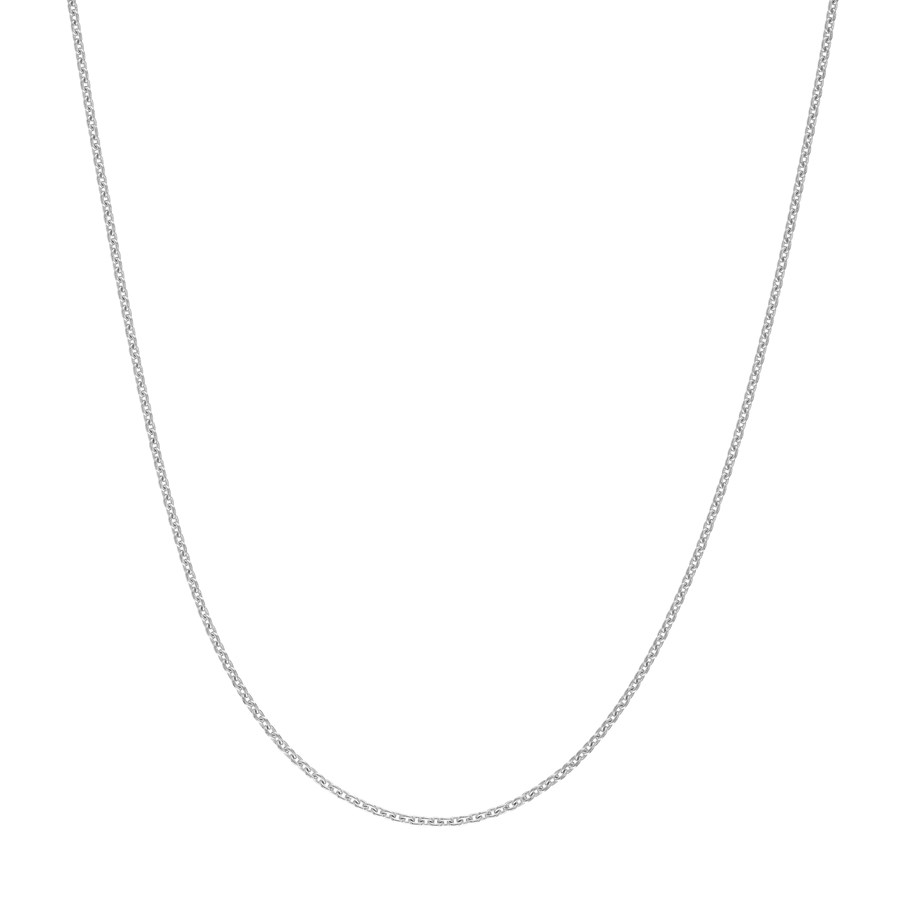 14K White Gold 0.7 mm Cable Chain w/ Spring Ring Clasp - 20 in.