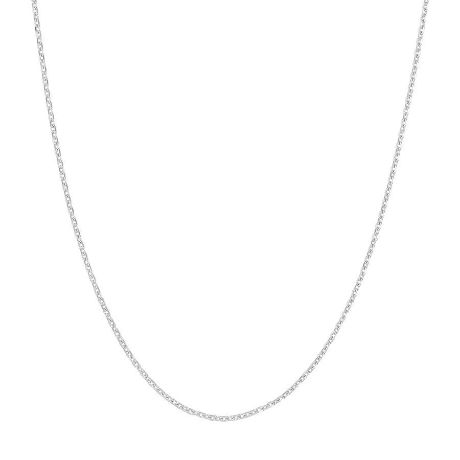 14K White Gold 0.8 mm Cable Chain w/ Spring Ring Clasp - 24 in.